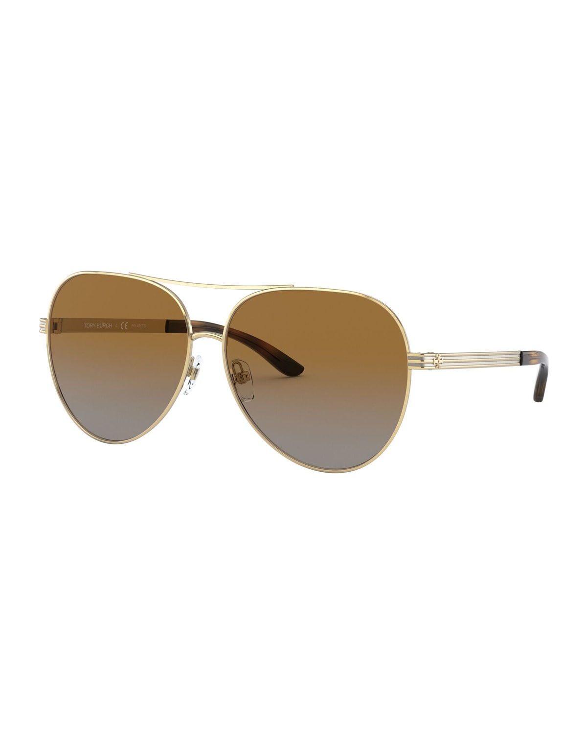 Tory Burch Metal Polarized Aviator Sunglasses w/ Striped Arms | Neiman  Marcus
