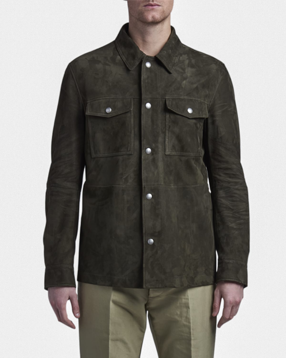 FRAME Men's Lamb Suede Shirt Jacket Neiman Marcus