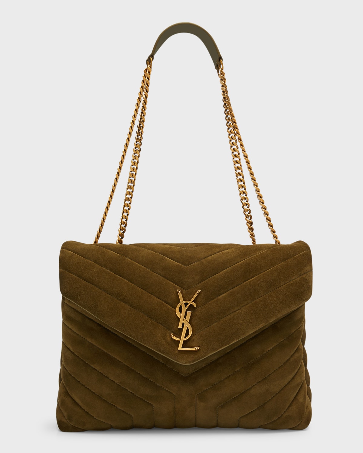 Saint Laurent College Medium YSL Striped Suede Shoulder Bag | Neiman Marcus