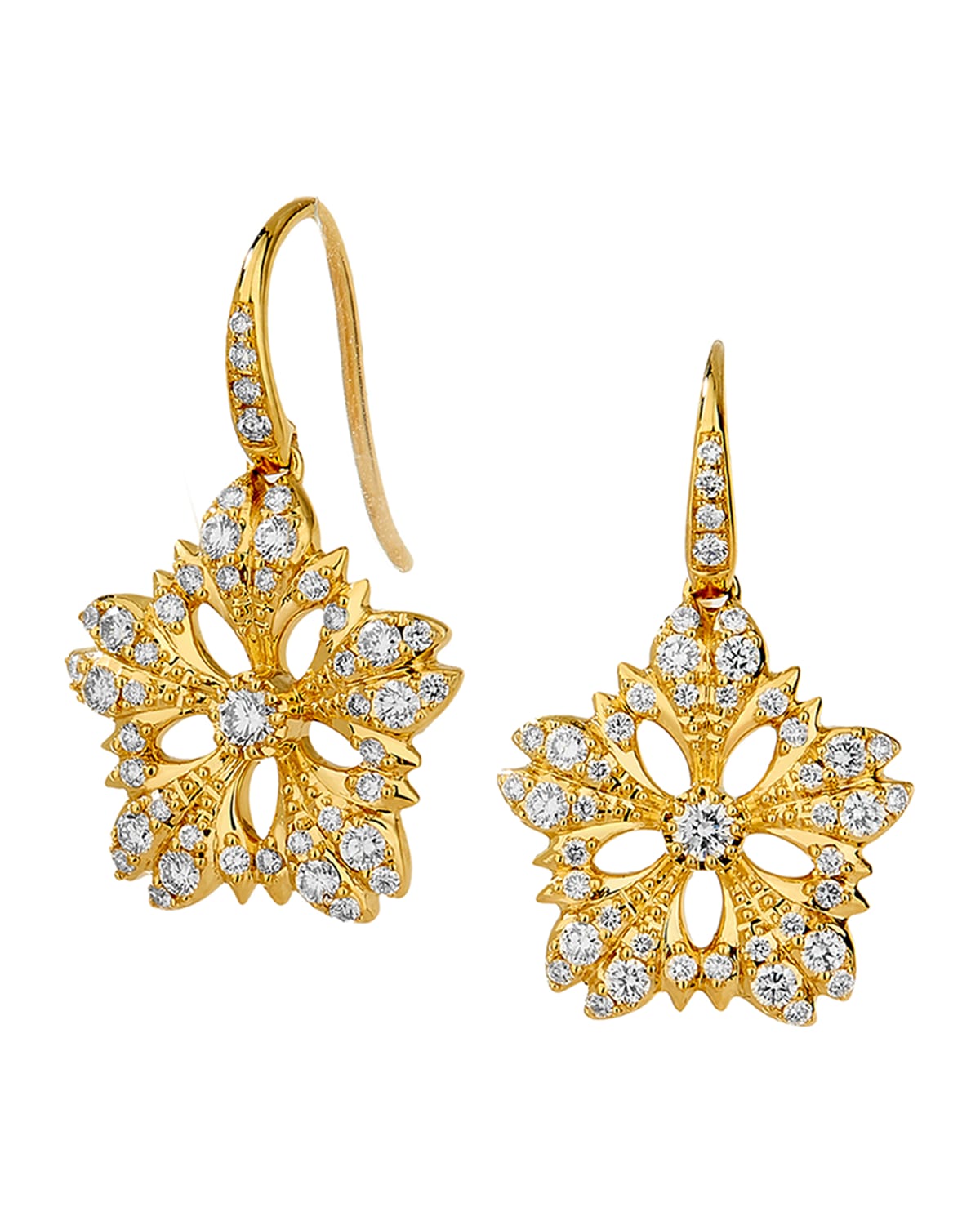 Syna 18k Diamond Flower CoinDrop Earrings Neiman Marcus
