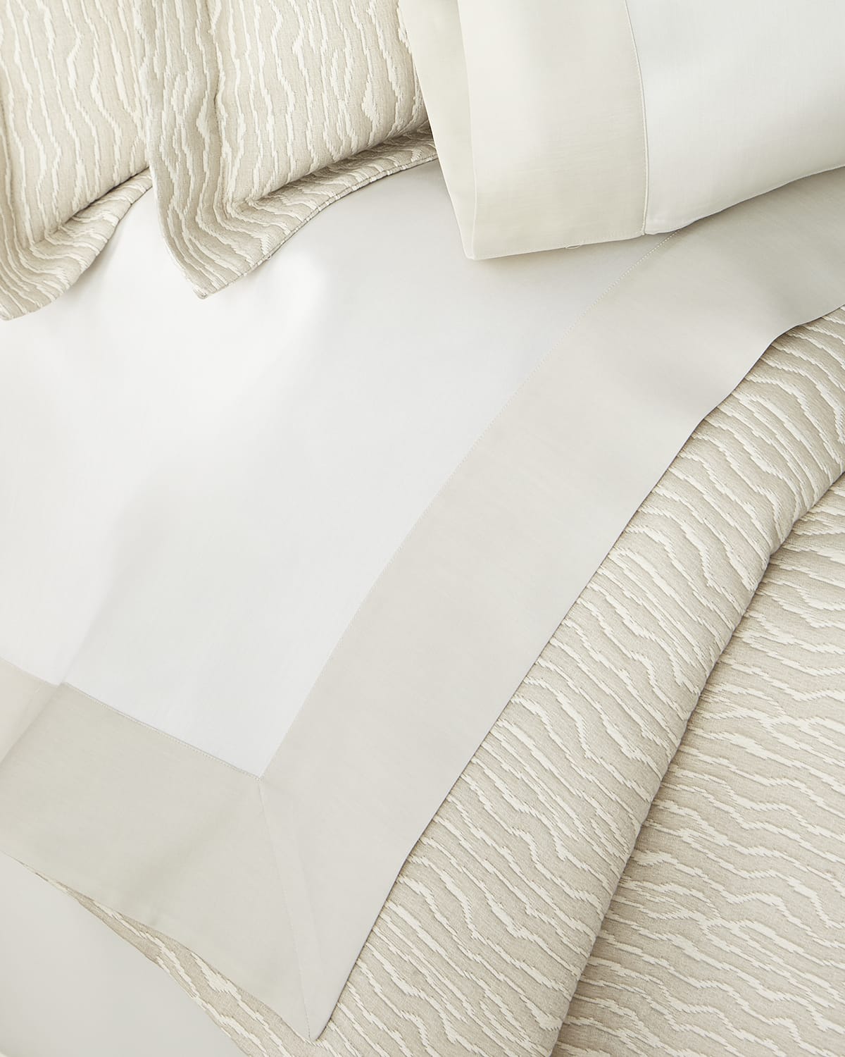 Sferra Modern Sateen Applique King Flat Sheet | Neiman Marcus