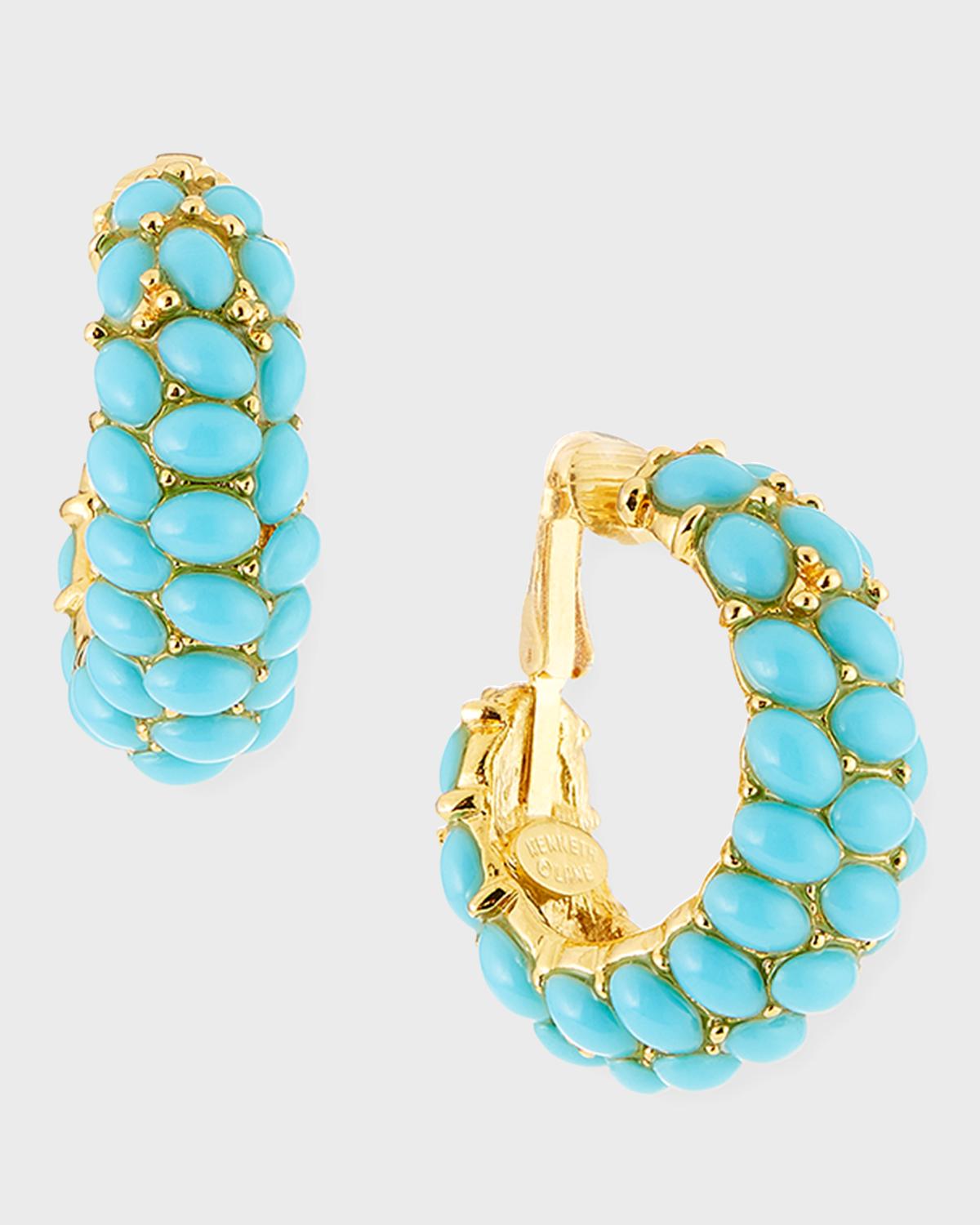 Boucles D'oreilles Clips Kenneth Jay Lane Strass Rubis Vintage - Cabochon, Signé