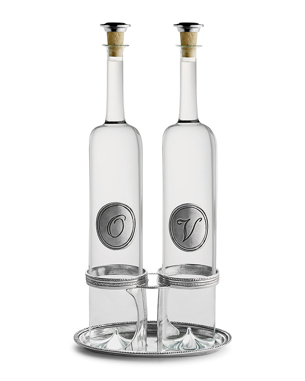 Jay Companies Cafe Contempo Silver Glass Oil & Vinegar Set 13.6Oz.