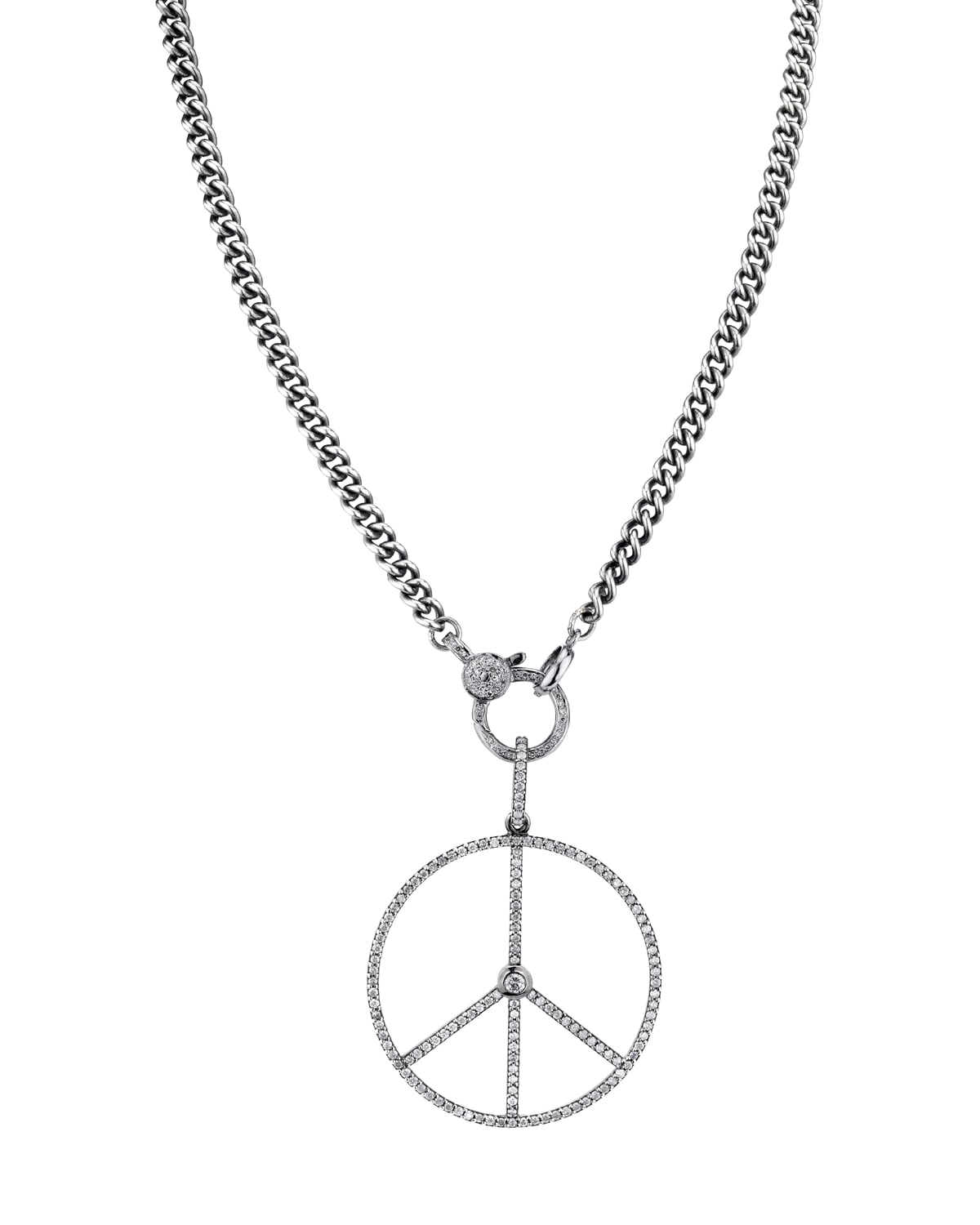 Sydney Evan 14k Gold Daisy Peace Sign Diamond Pendant Necklace Neiman Marcus