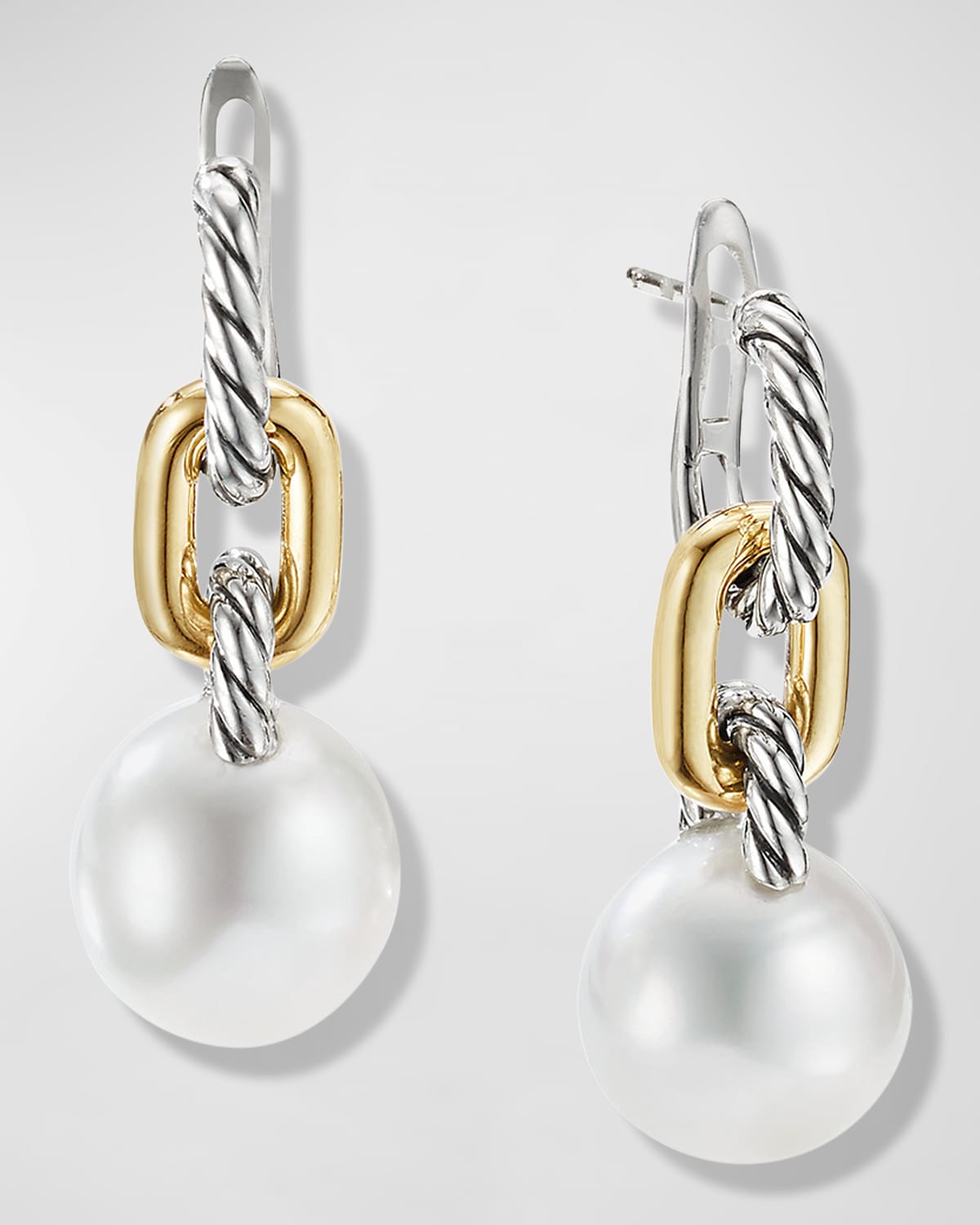 David Yurman Pearl and Pave Drop Earrings with Diamonds in 18K Gold