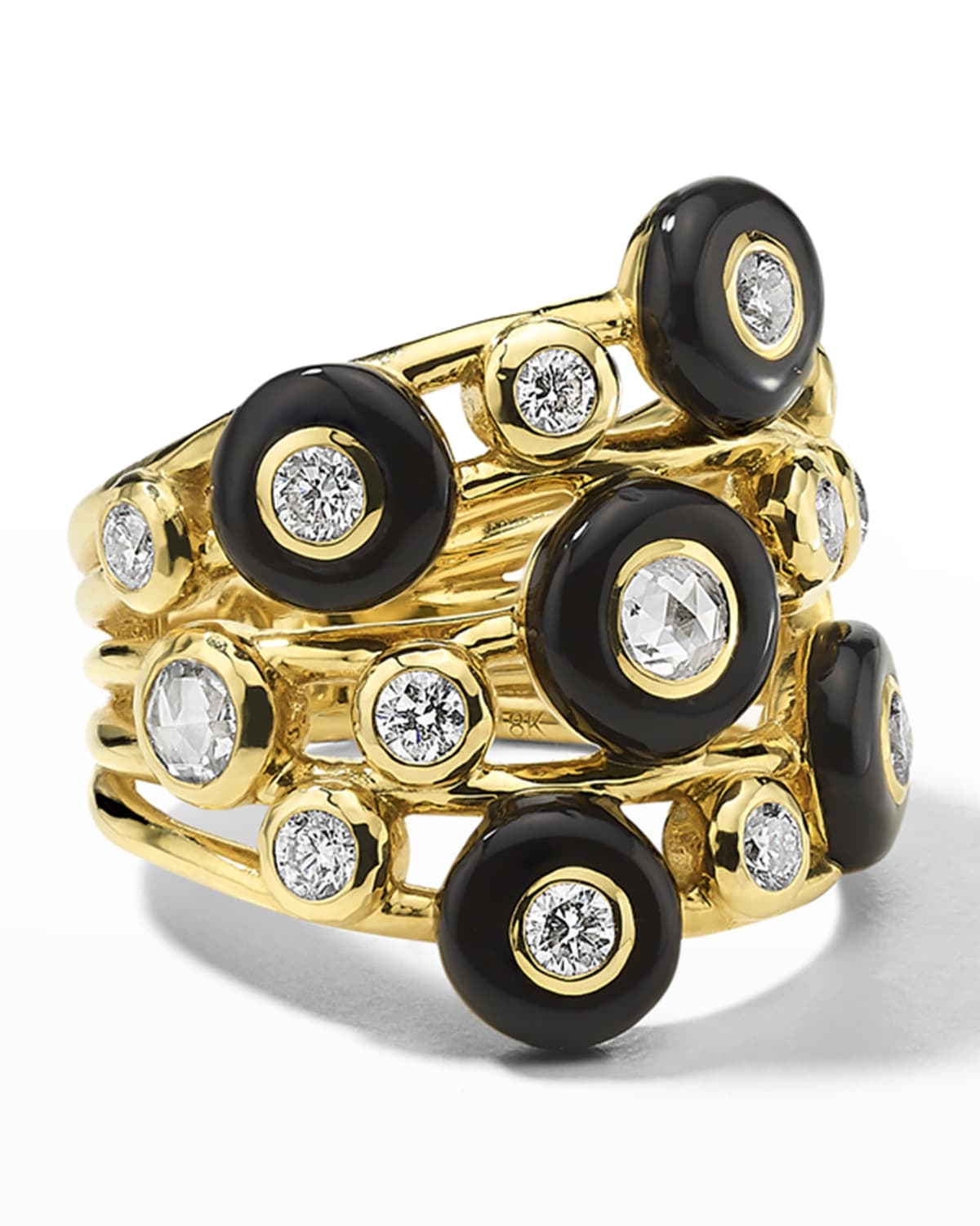 CAREERING STARDUST (18K） Ippolita 18K Gold Carnevale Stardust Ring in Ceramic and Diamond
