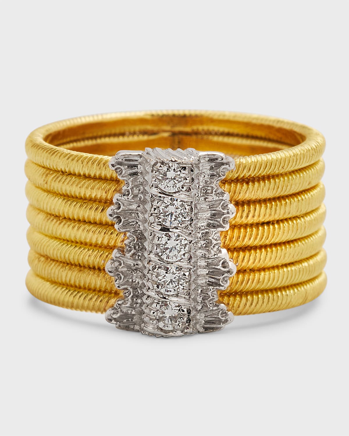 Buccellati 18K Yellow and White Gold Eternity Band with Round Brilliant