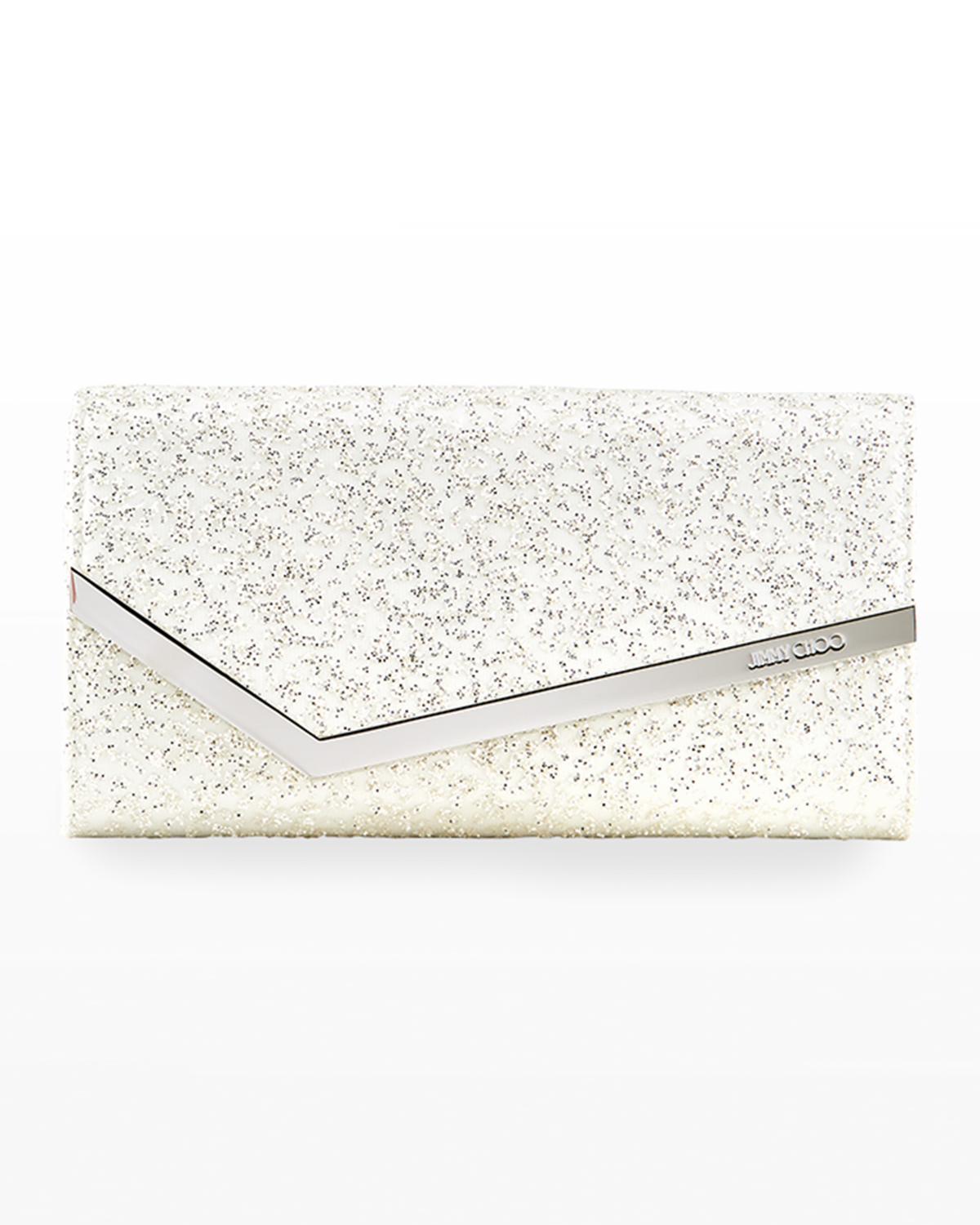 Jimmy Choo Emmie Glitter Leather Clutch Bag | Neiman Marcus