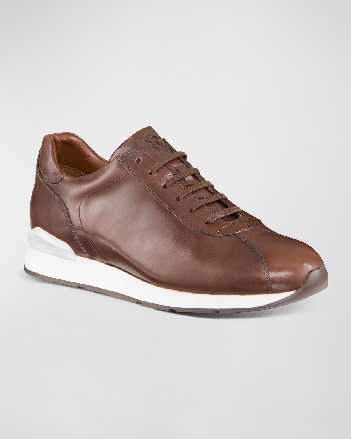 Stefano Ricci Men's Calf Leather Low-Top Sneakers, Brown | Neiman Marcus