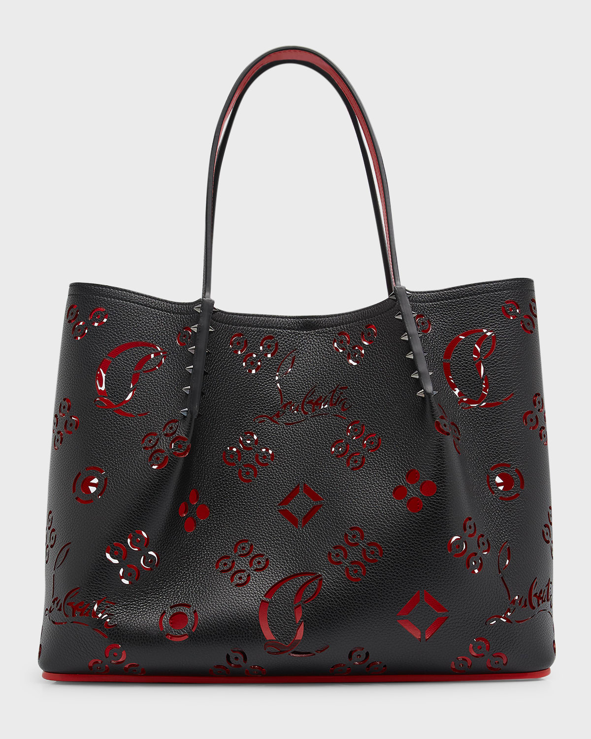 Christian Louboutin Cabarock Small Mock-Croc Spiked Shopper Tote Bag ...