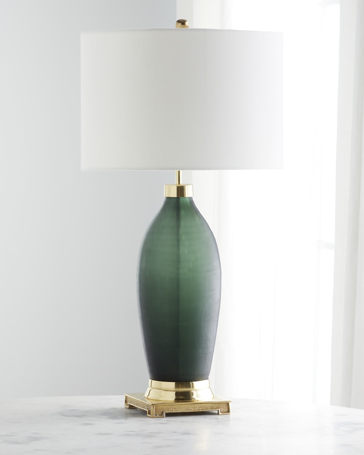 John-Richard Collection White and Cream Marbled Glass Table Lamp ...