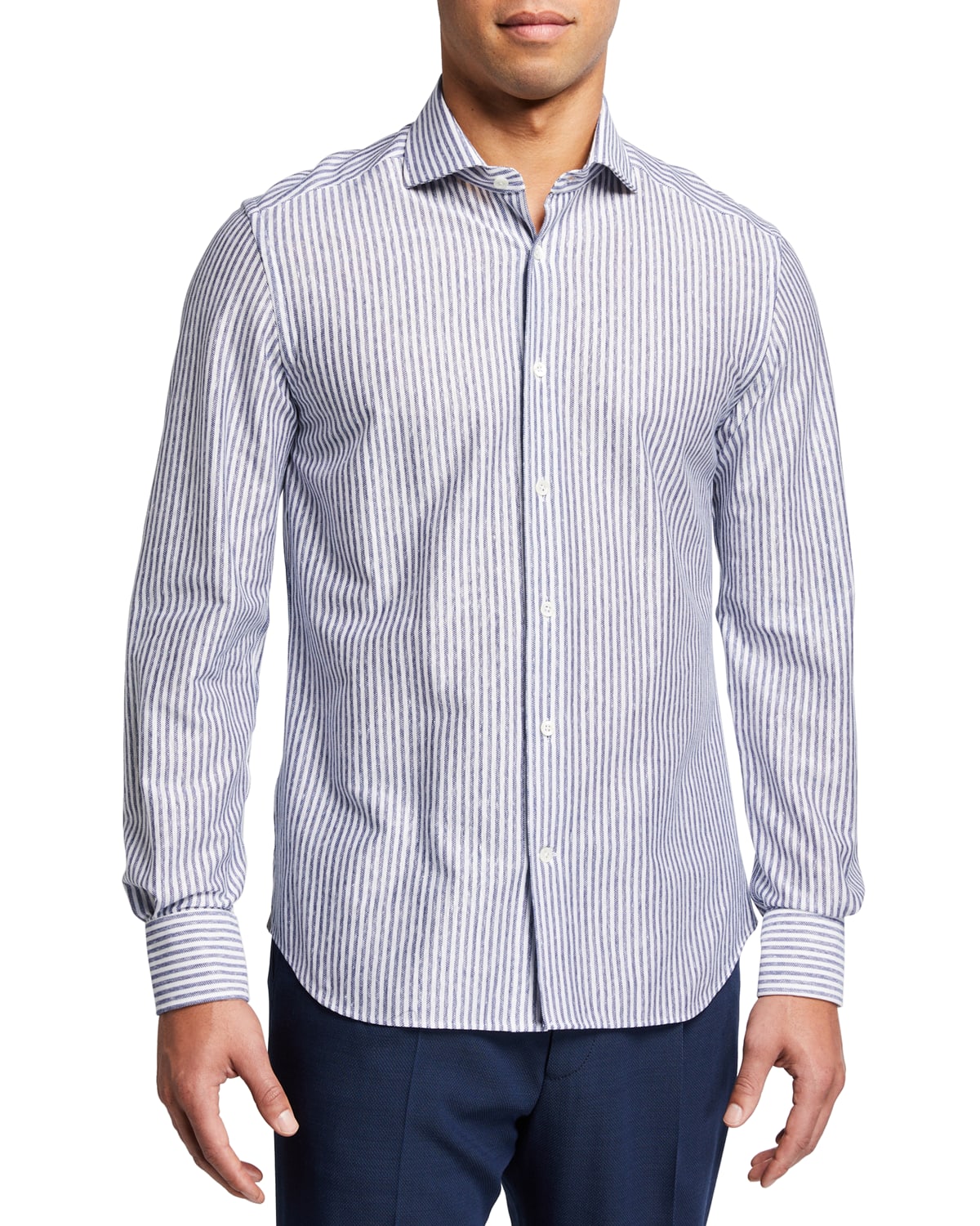 Corneliani Men's Melange Linen-Cotton Sport Shirt | Neiman Marcus