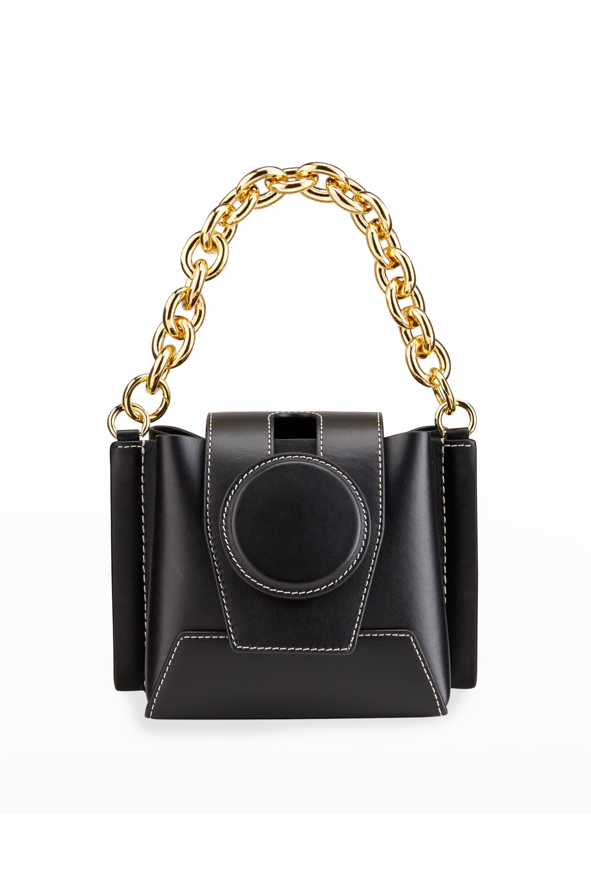 Yuzefi Daria Leather Chain Top-Handle Shoulder Bag, Black