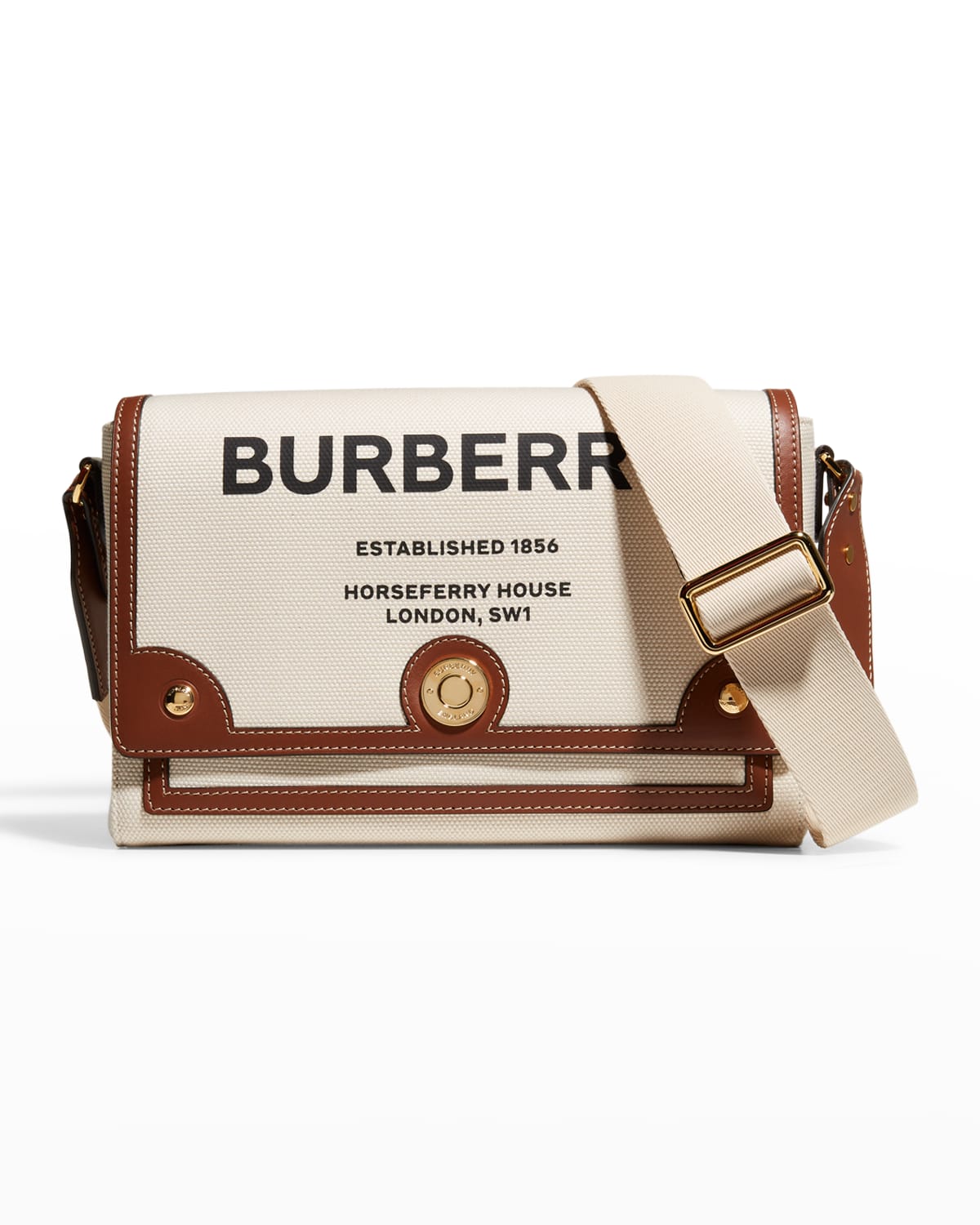 Burberry Note Medium Leather & Vintage Check Crossbody Bag Neiman Marcus