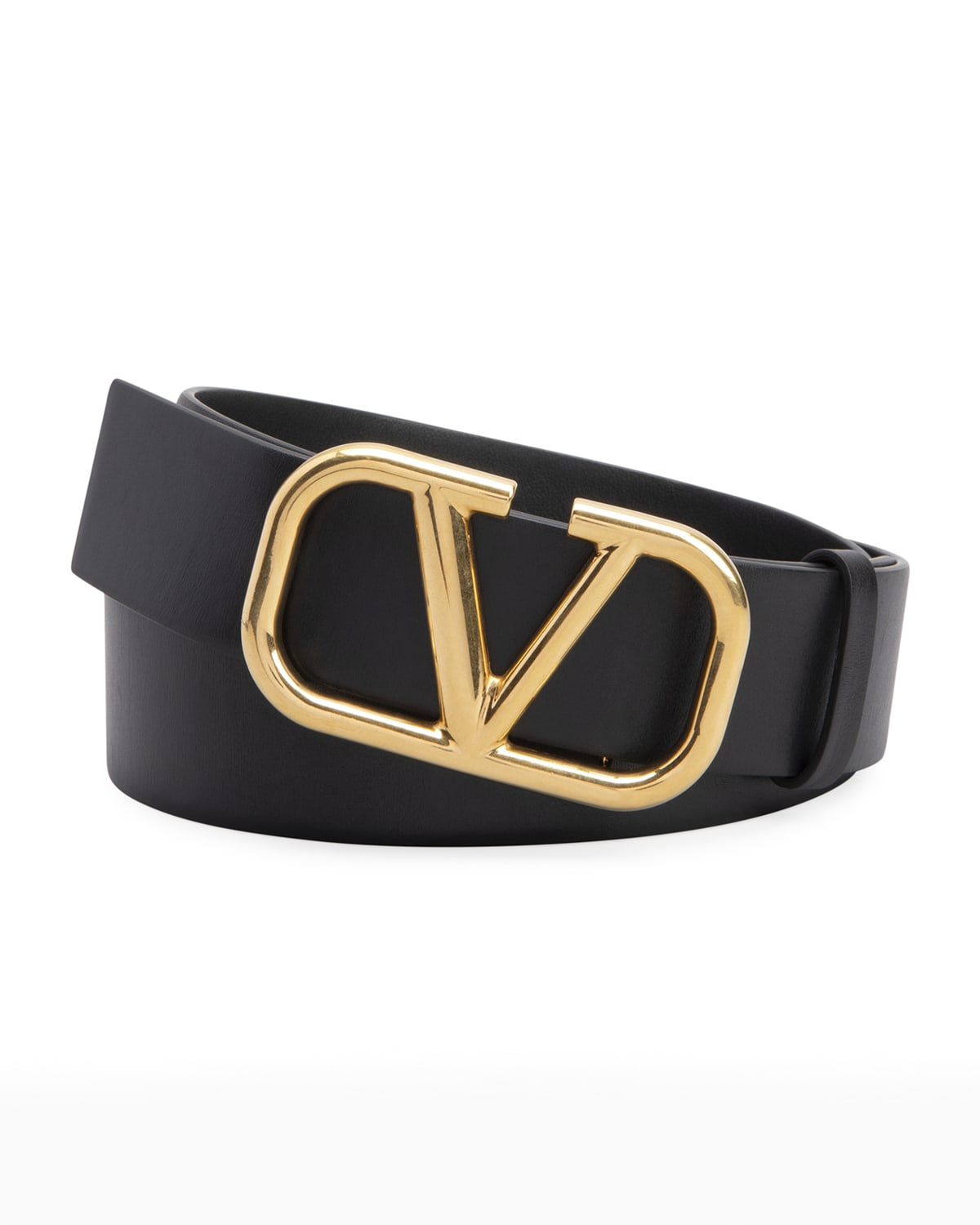 Santoni Men's Oval S-Logo Cuttable Leather Belt | Neiman Marcus