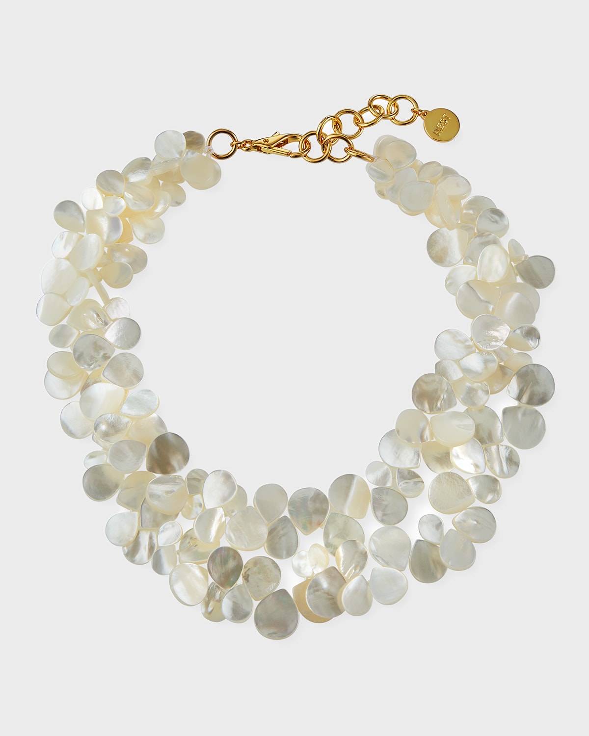 Elisa Enamel Frame Paperclip Necklace, White Mother of Pearl main image 1