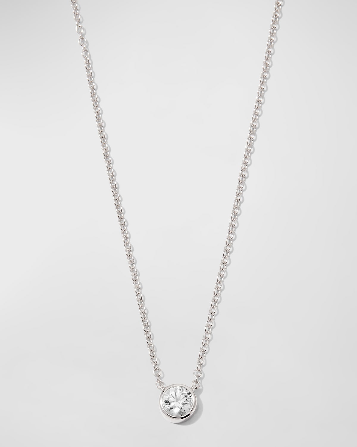 Memoire 18k White Gold Diamond Straight Line Necklace, 16.5