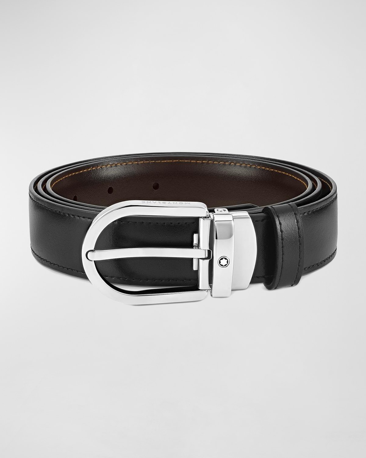 MONTBLANC Men'S Horseshoe-Buckle Reversible Leather Belt Black