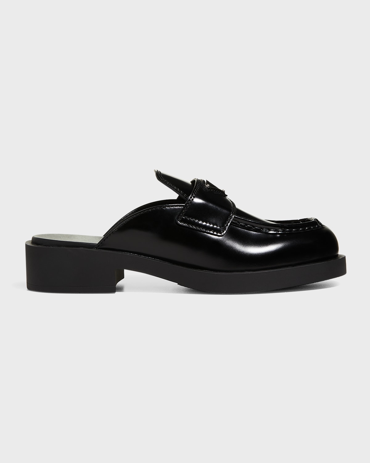 Prada Leather Triangle Logo Loafers Neiman Marcus