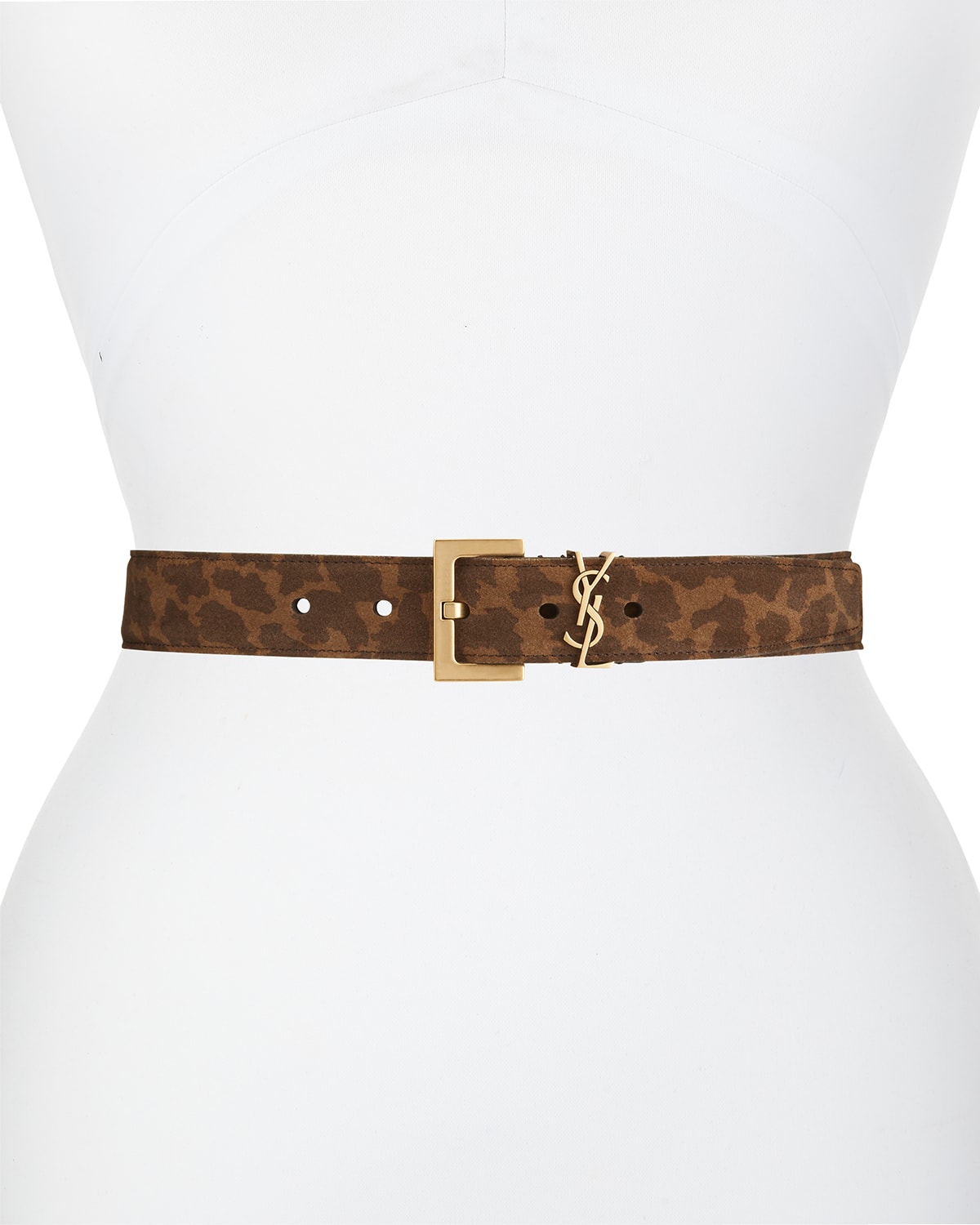 Saint Laurent YSL Monogram Suede Belt | Neiman Marcus