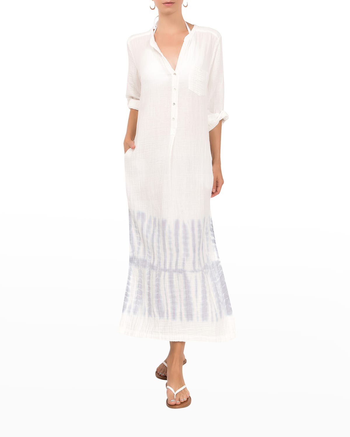 Everyday Ritual Tracy Gauze Cotton Henley Caftan Neiman Marcus