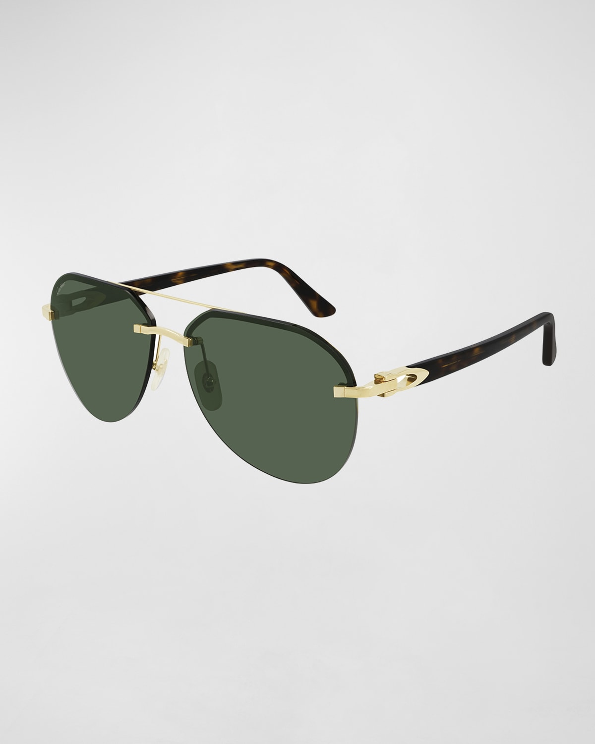 Cartier Men's Rimless DoubleBridge Aviator Sunglasses Neiman Marcus