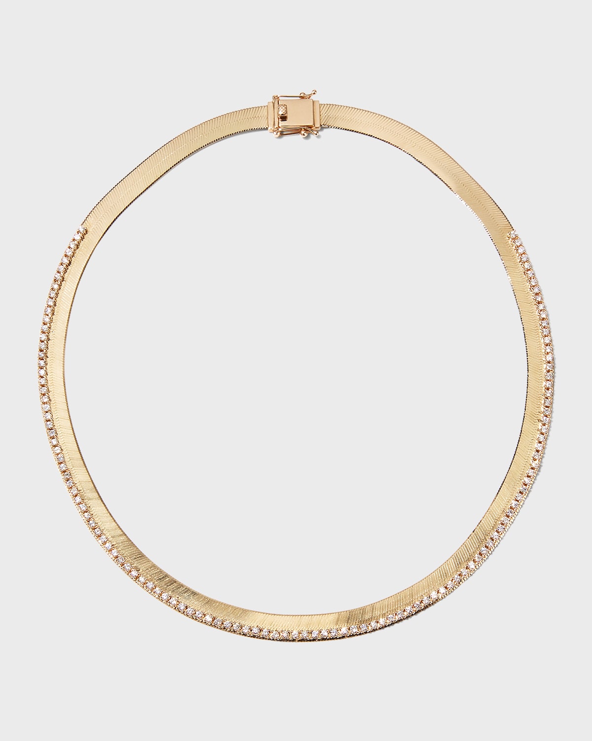 LANA Solo Diamond Yellow Gold Herringbone Curve Necklace Neiman Marcus
