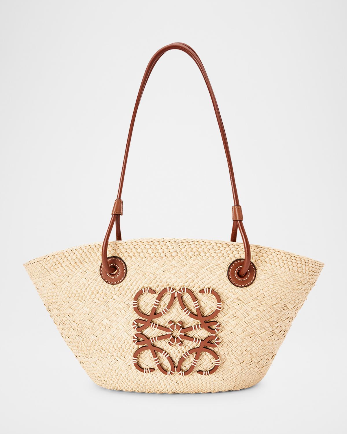 LOEWE PAULA'S IBIZA SMALL LEATHERカゴバック美品 LOEWE x Paula's Ibiza Anagram Small Basket Bag in Iraca Palm with