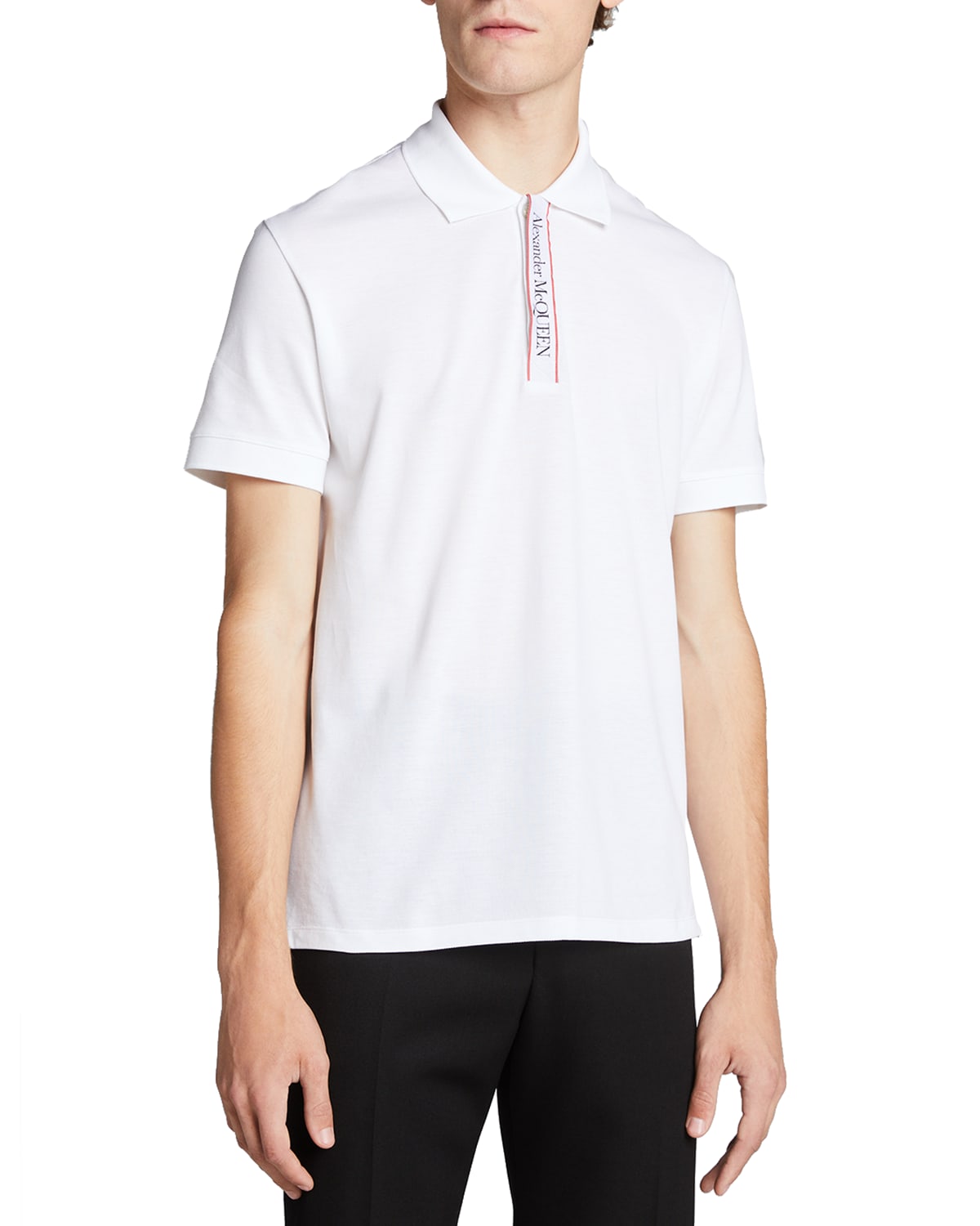 Alexander McQueen Men's Logo-Tape Polo Shirt | Neiman Marcus