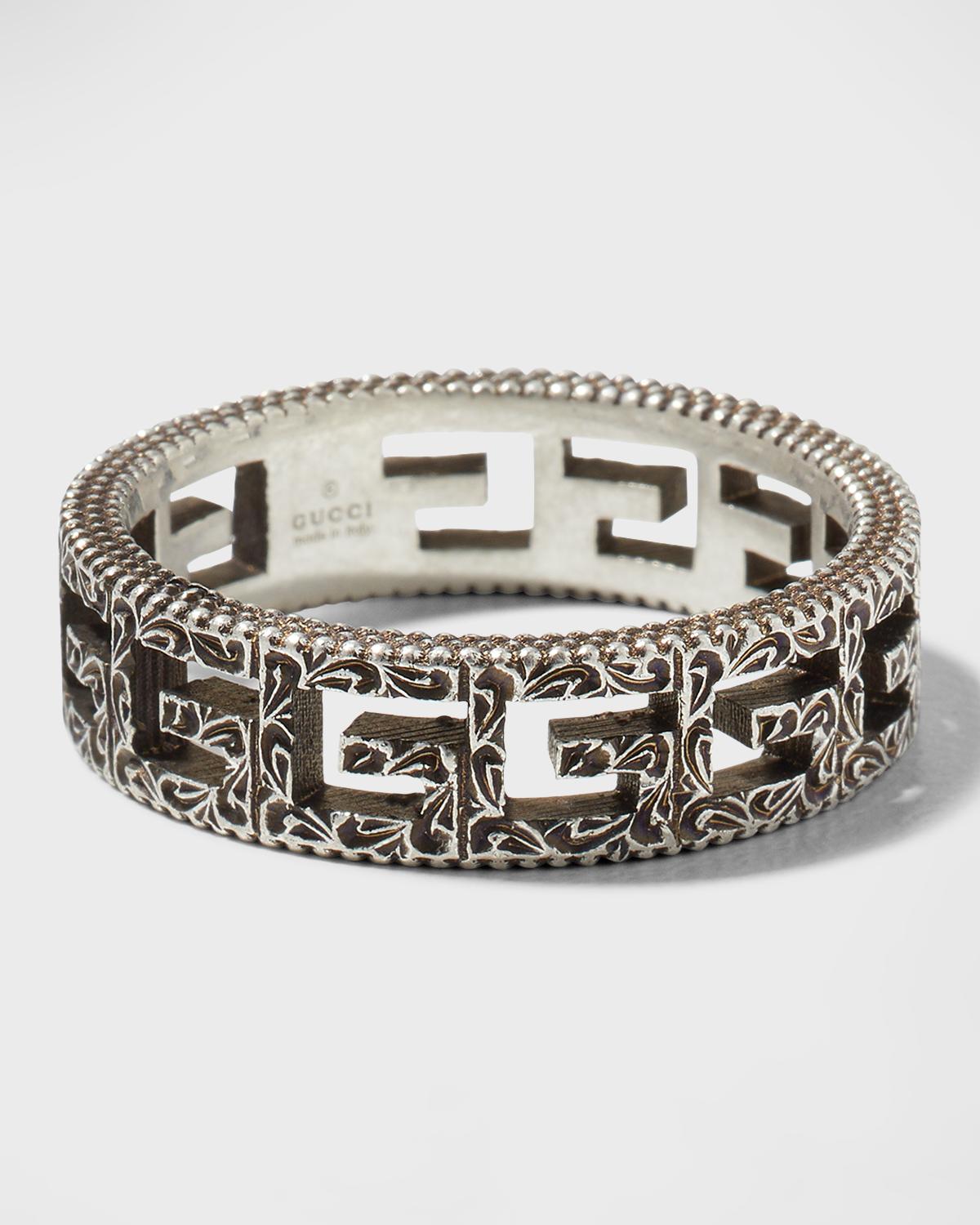 Gucci Men's Gatto Aged Sterling Silver Ring, Size 9-11 | Neiman Marcus