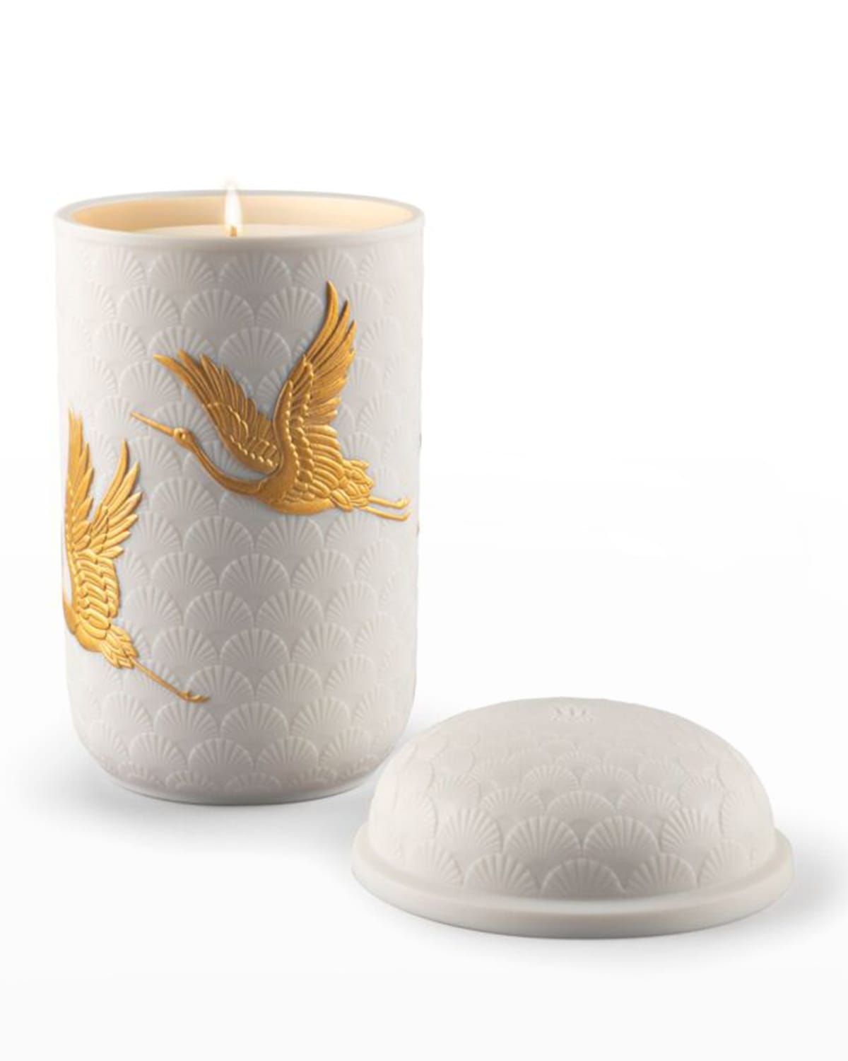 Golden Cranes Porcelain Candle