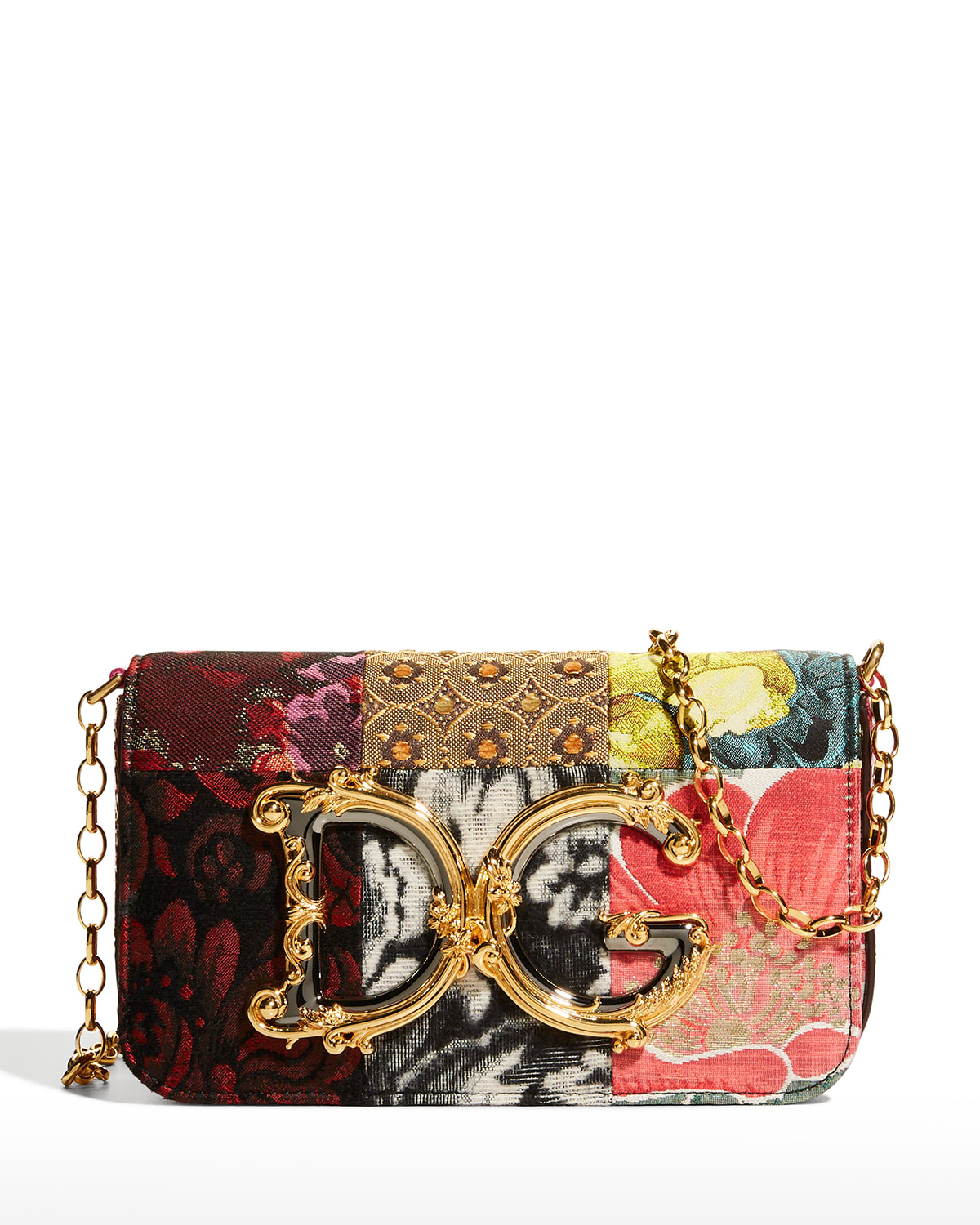 Dolce&Gabbana Barocco Leather Shoulder Bag | Neiman Marcus