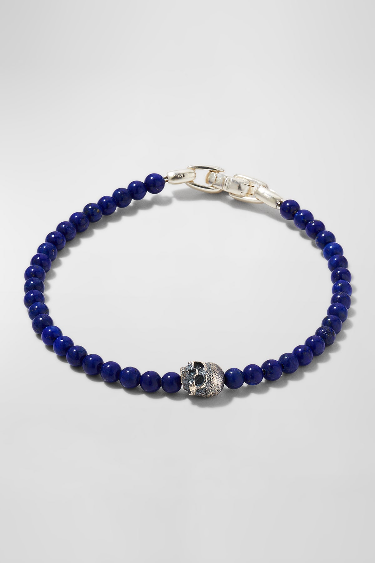 David Yurman Mens Skull Lapis Bead Bracelet, 4mm David Yurman Mens Skull Lapis Bead Bracelet, 4mm
