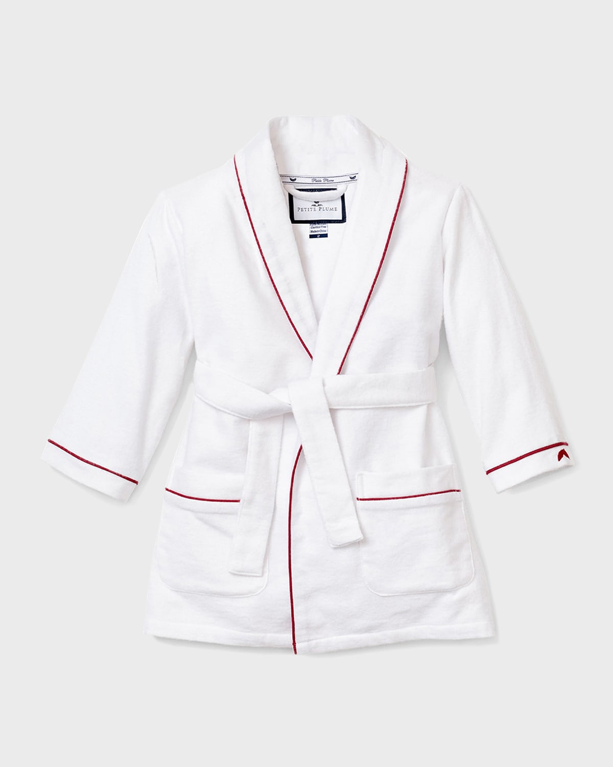 Petite Plume Solid Robe w/ Contrast Piping, Size 2-14 | Neiman Marcus