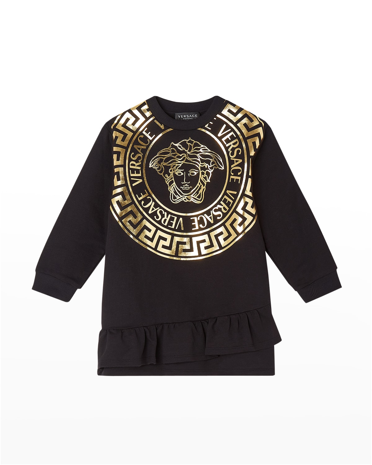 Samengesteld eer hangen Versace Girl's Metallic Medusa Logo Sweater Dress, Size 4-6 | Neiman Marcus