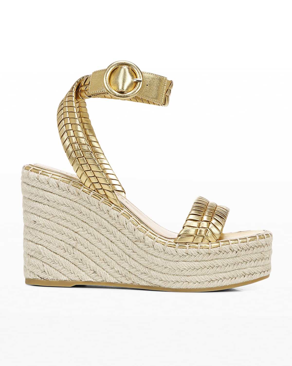 metallic woven sandals