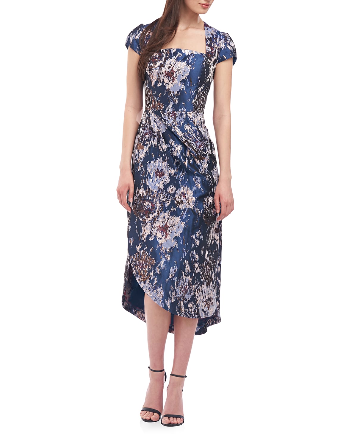 Vince Sea Carnation CapSleeve Midi Dress Neiman Marcus