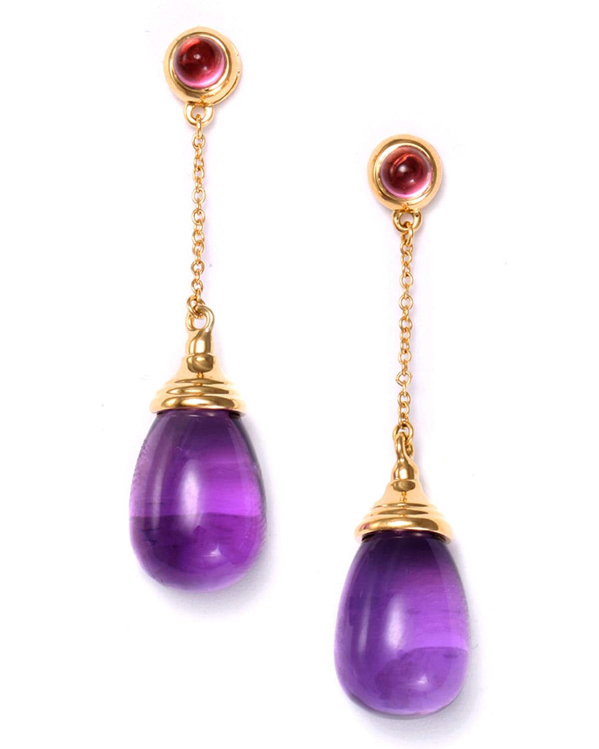 Syna 18k Black Onyx Drop Chain Earrings with Rubellite | Neiman Marcus