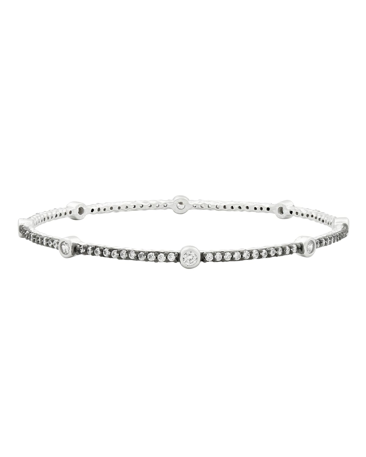 Freida Rothman Signature Grit Chain Link Pave Thin Hinge Bangle - Black & Gold main image 1