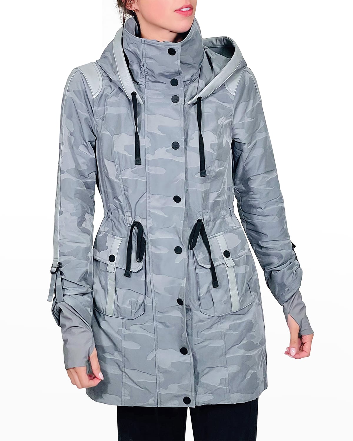 blanc noir camo hooded anorak jacket