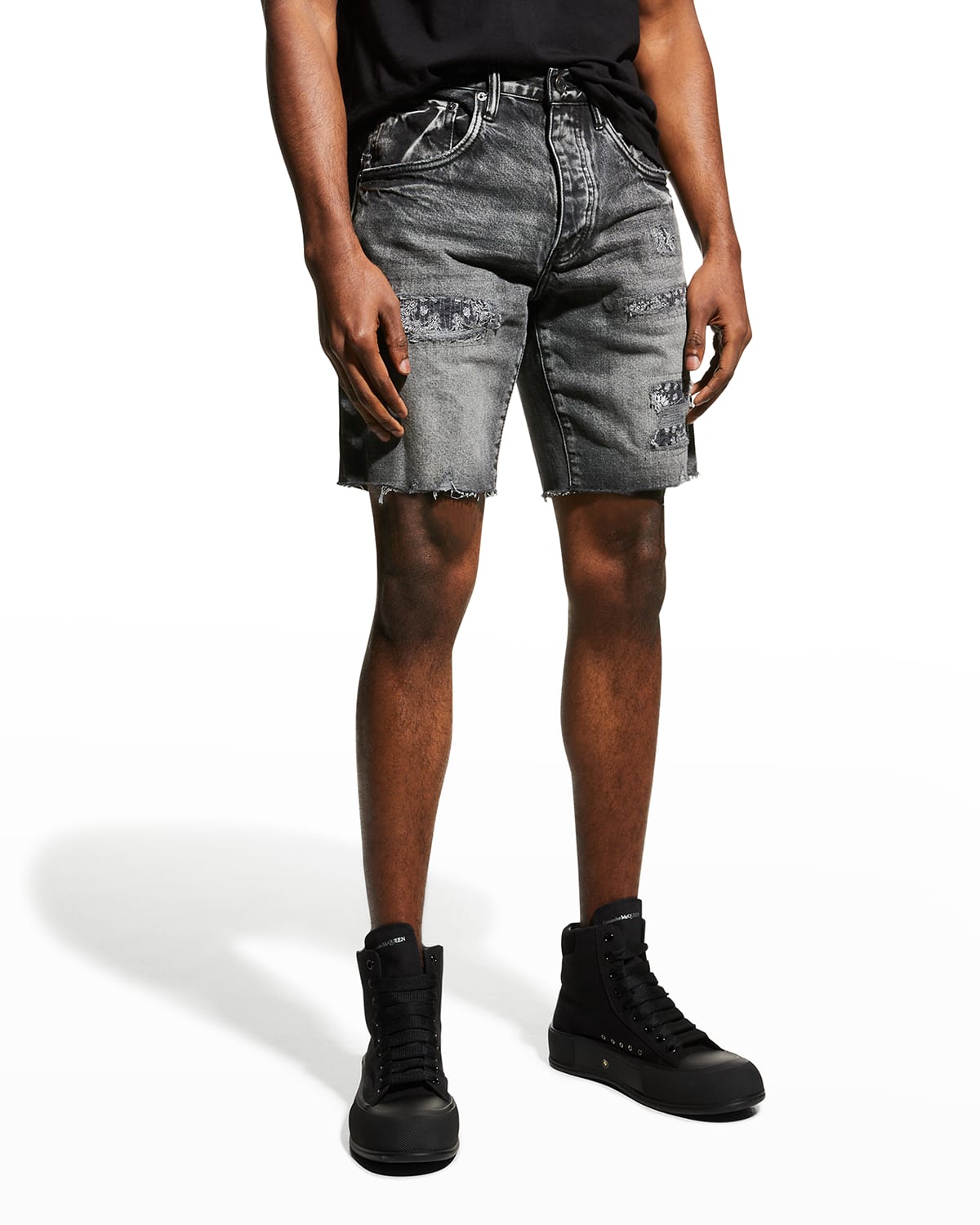Amiri Men's Bleach Bandana Denim Shorts Neiman Marcus