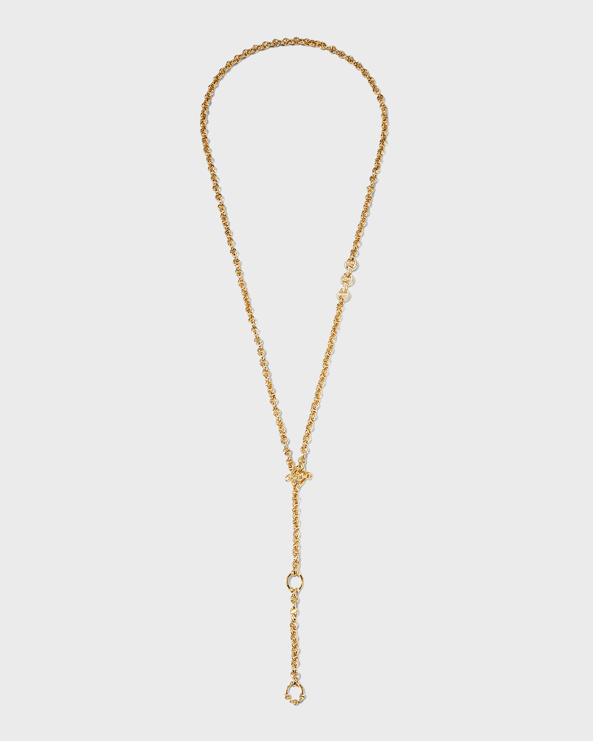 Hoorsenbuhs 3mm Open-Link Necklace with 5-Link Micro Pave in 18K Yellow ...