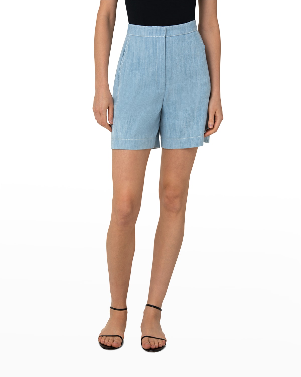 Akris punto Filia Denim Bermuda Shorts | Neiman Marcus