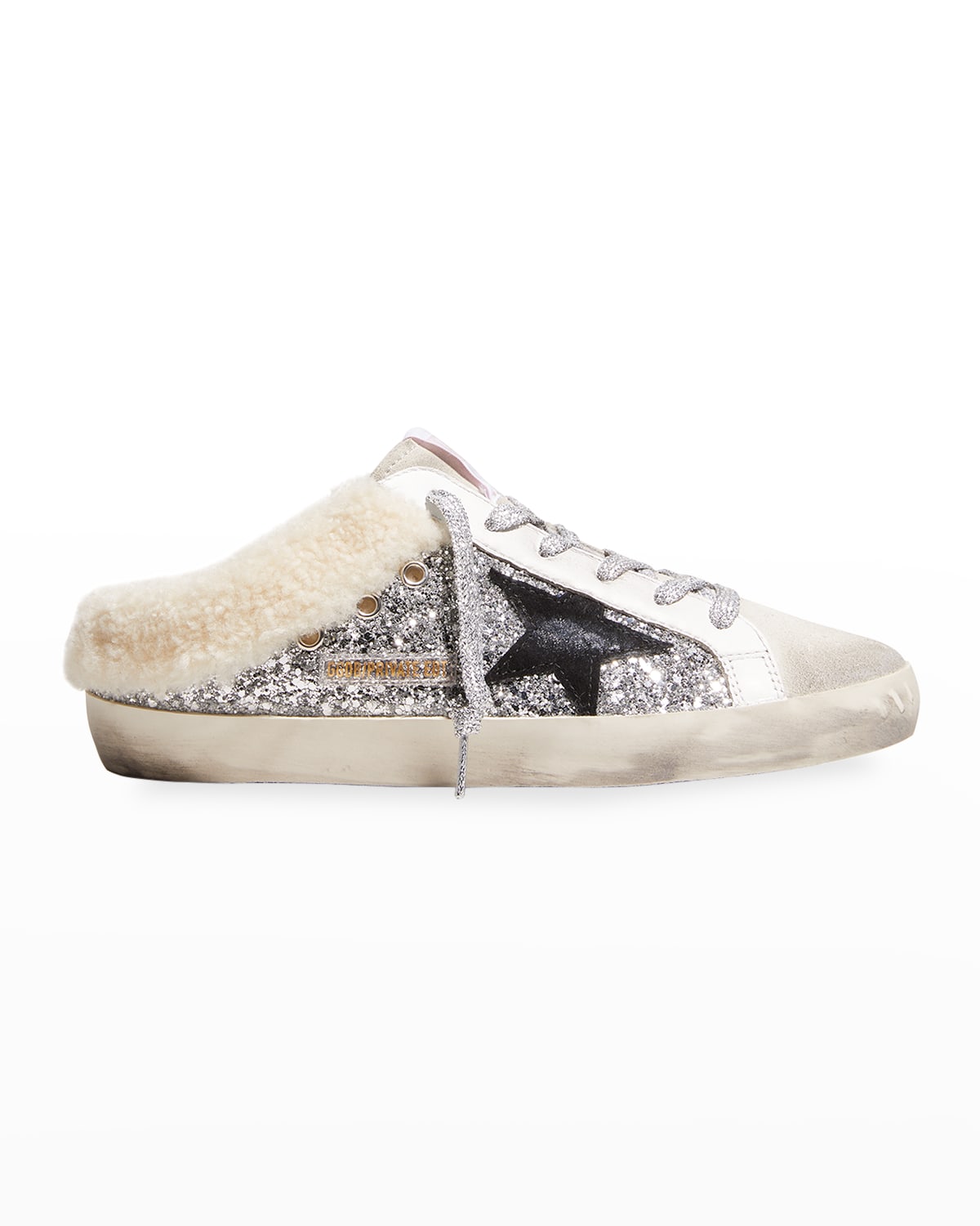 Golden Goose Sabot Leather Glitter Star Slide Sneakers | Neiman Marcus