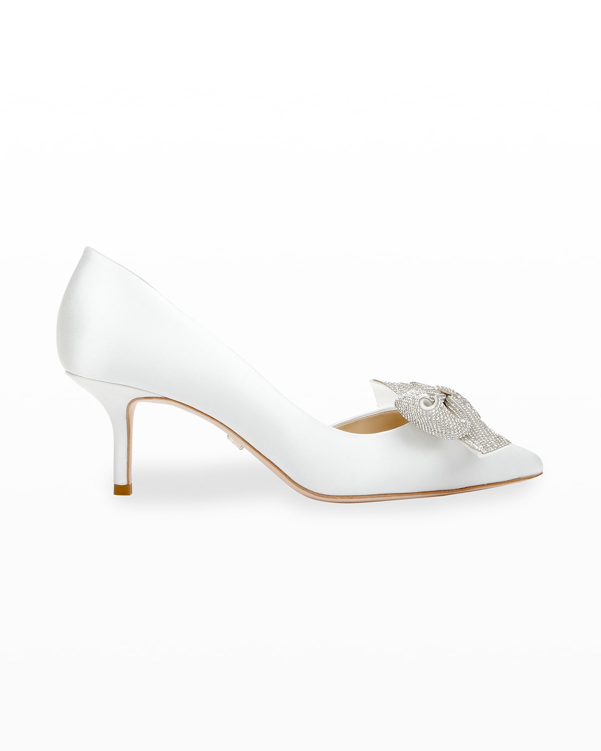 Badgley Mischka Festive Bow Kitten-Heel Pumps | Neiman Marcus