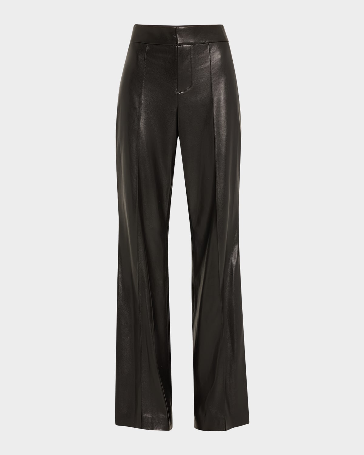 NWOT Alice + Olivia Women's Dylan Vegan Leather High Waist Flare Pants Red 6