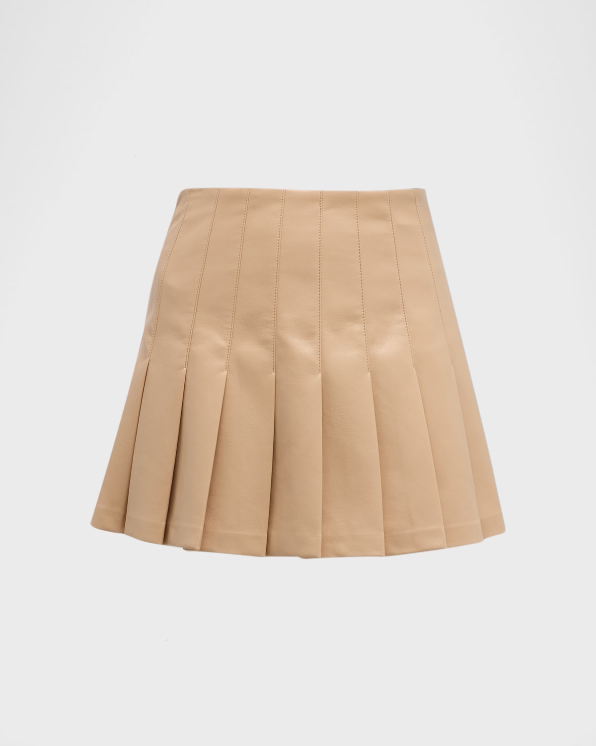 Alice + Olivia Carter Pleated Denim Mini Skirt | Neiman Marcus