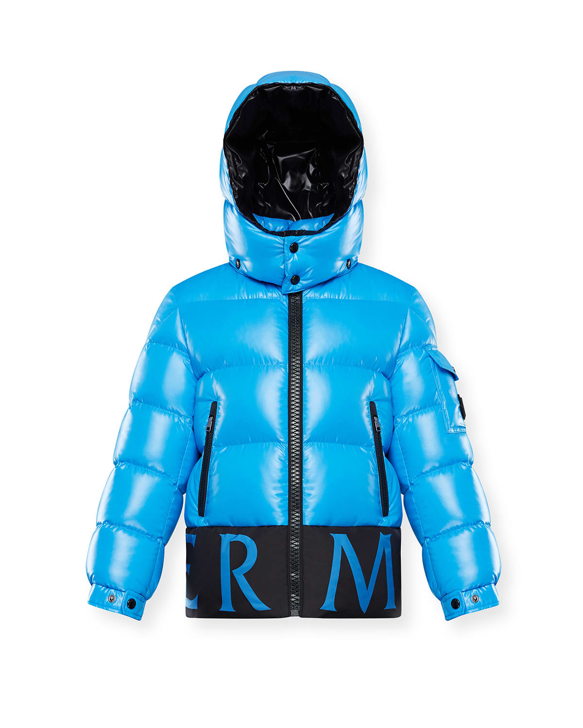 blue and black moncler coat