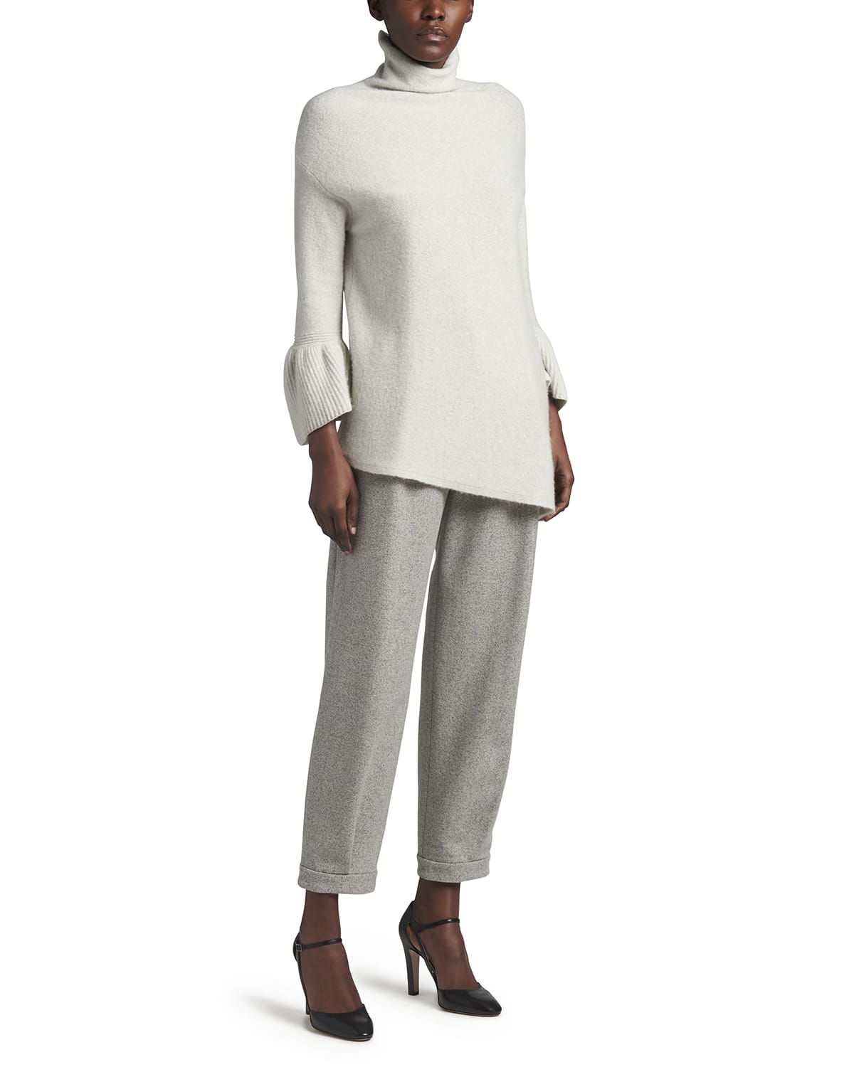 Emporio Armani Mixed Media Turtleneck Sweater | Neiman Marcus