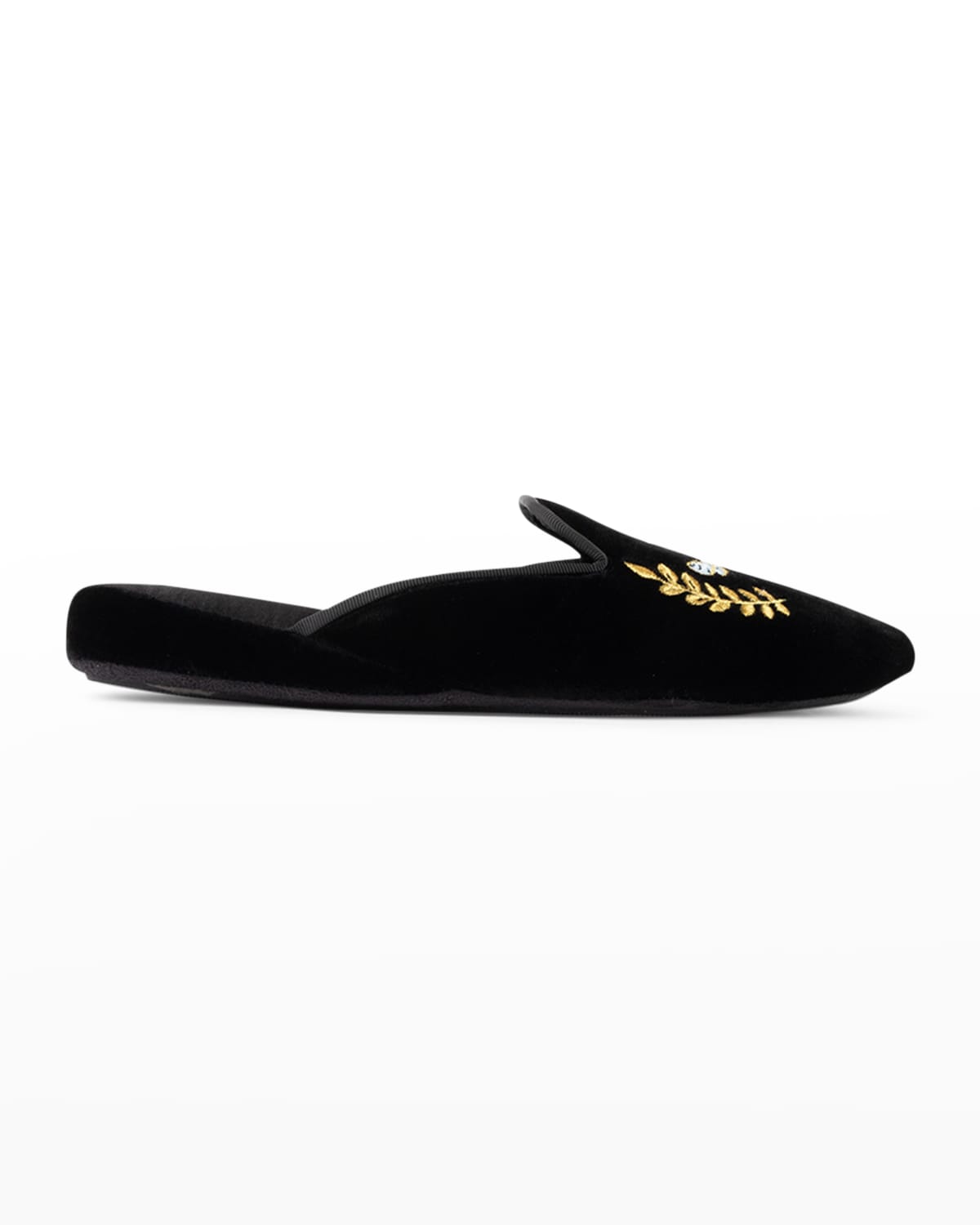 Patricia Green Diana Embroidered Velvet Slippers | Neiman Marcus